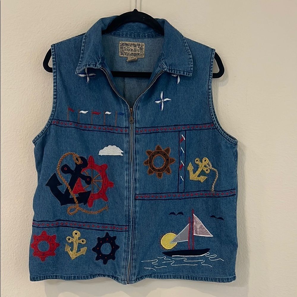 Vintage  90s Y2K Denim  Teacher Vest